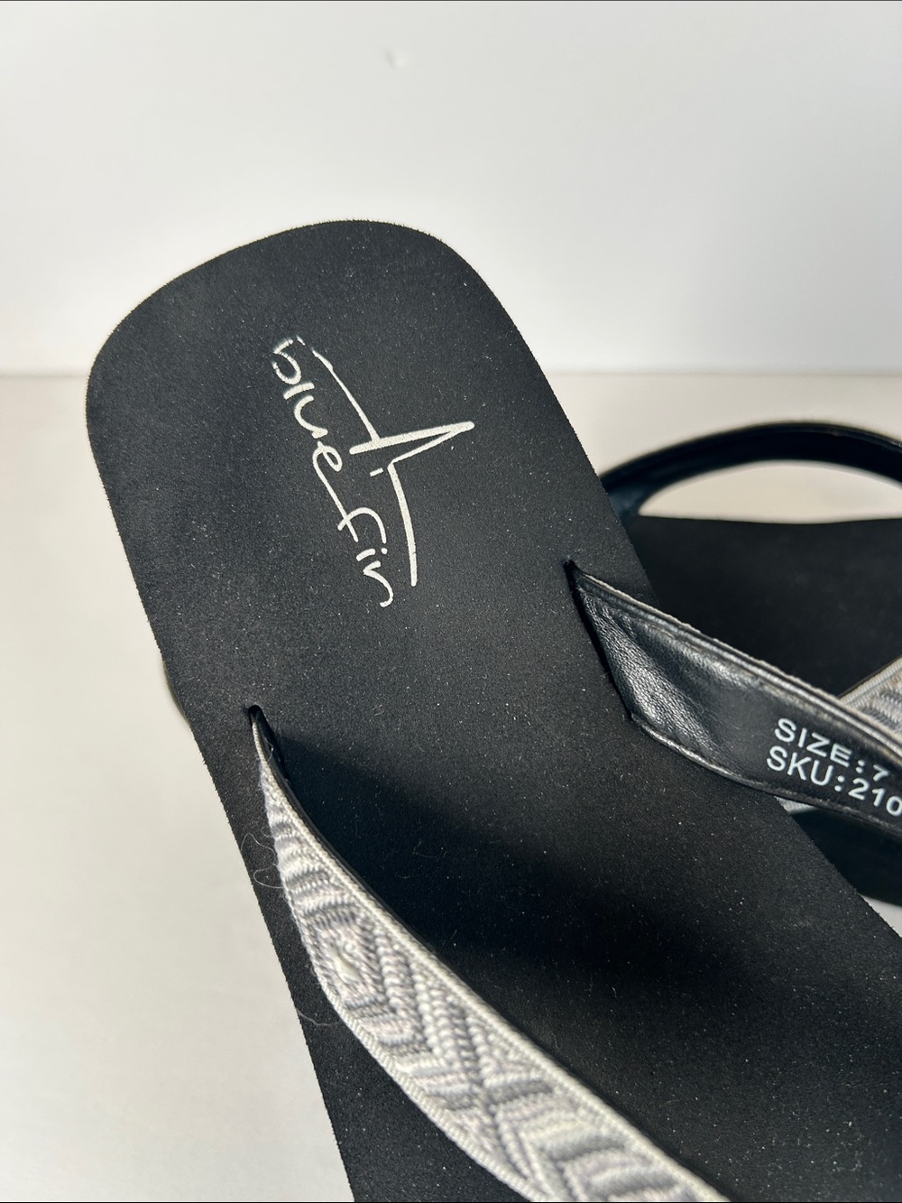 Silver/Gray Wedge Flip-Flop Sandals - Skechers Style - Picture 2 of 7